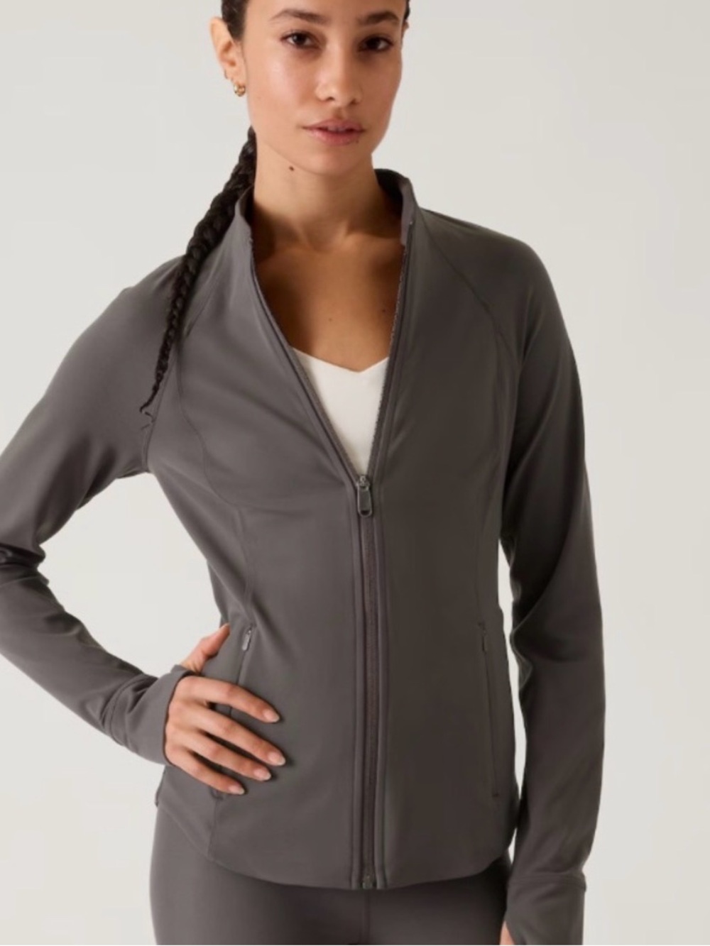 Athleta Salutation Gray Full-Zip Yoga Jacket